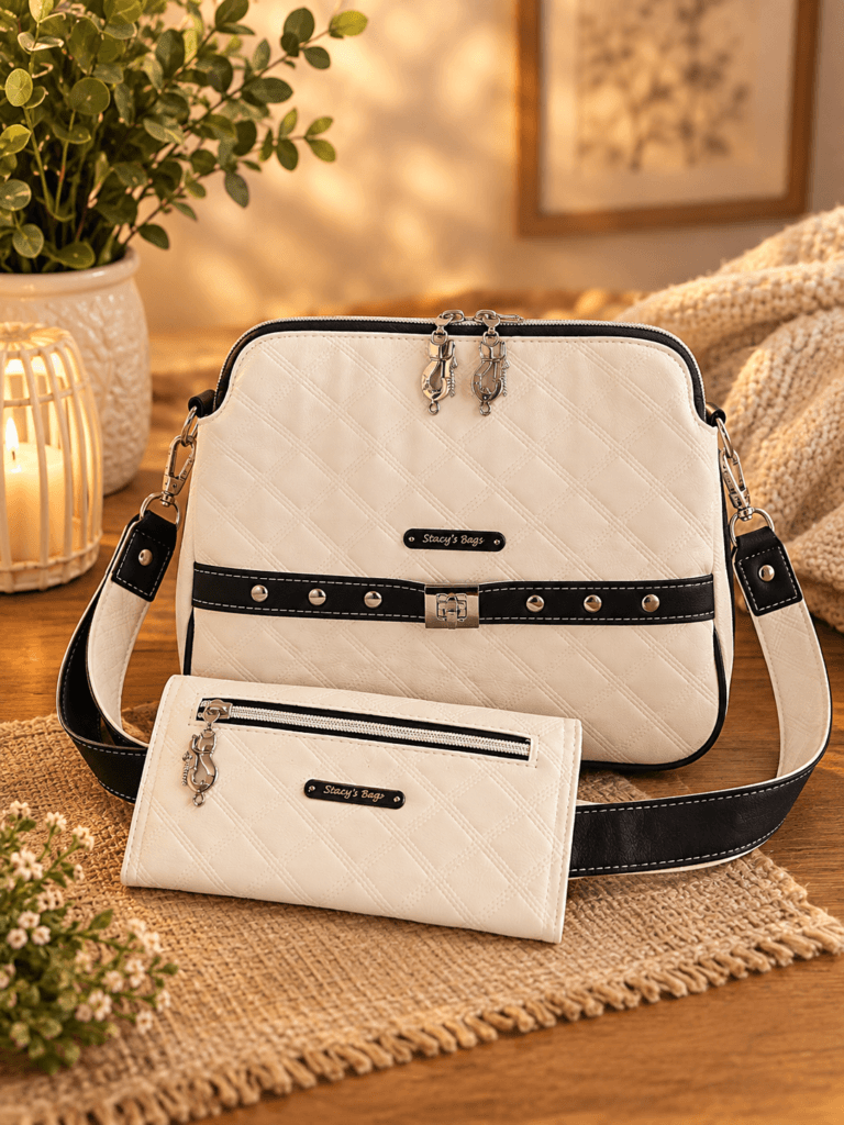 white quilted handbag matching wallet set stacys bags